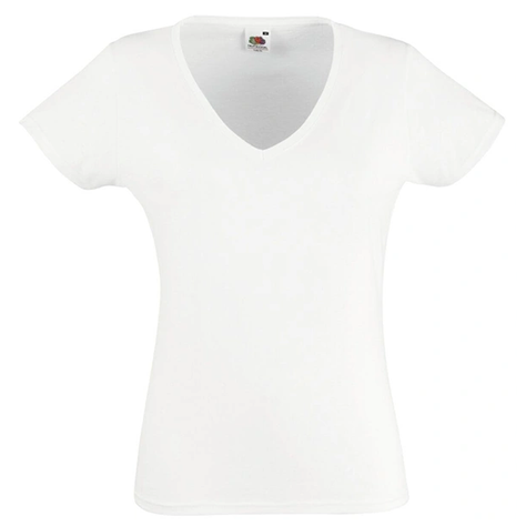 T-Shirt Col V Blanc Femme