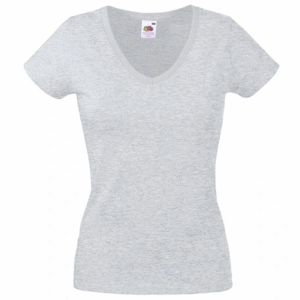 T-Shirt Col V Gris Femme