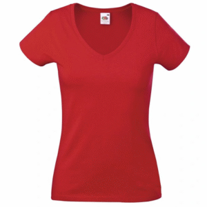 T-Shirt Col V Rouge Femme